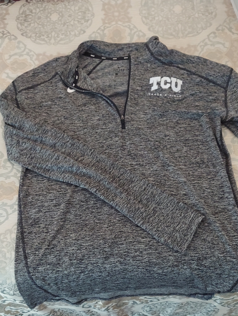 Nike Men's Gray Heather Quarter-Zip TCU Pullover